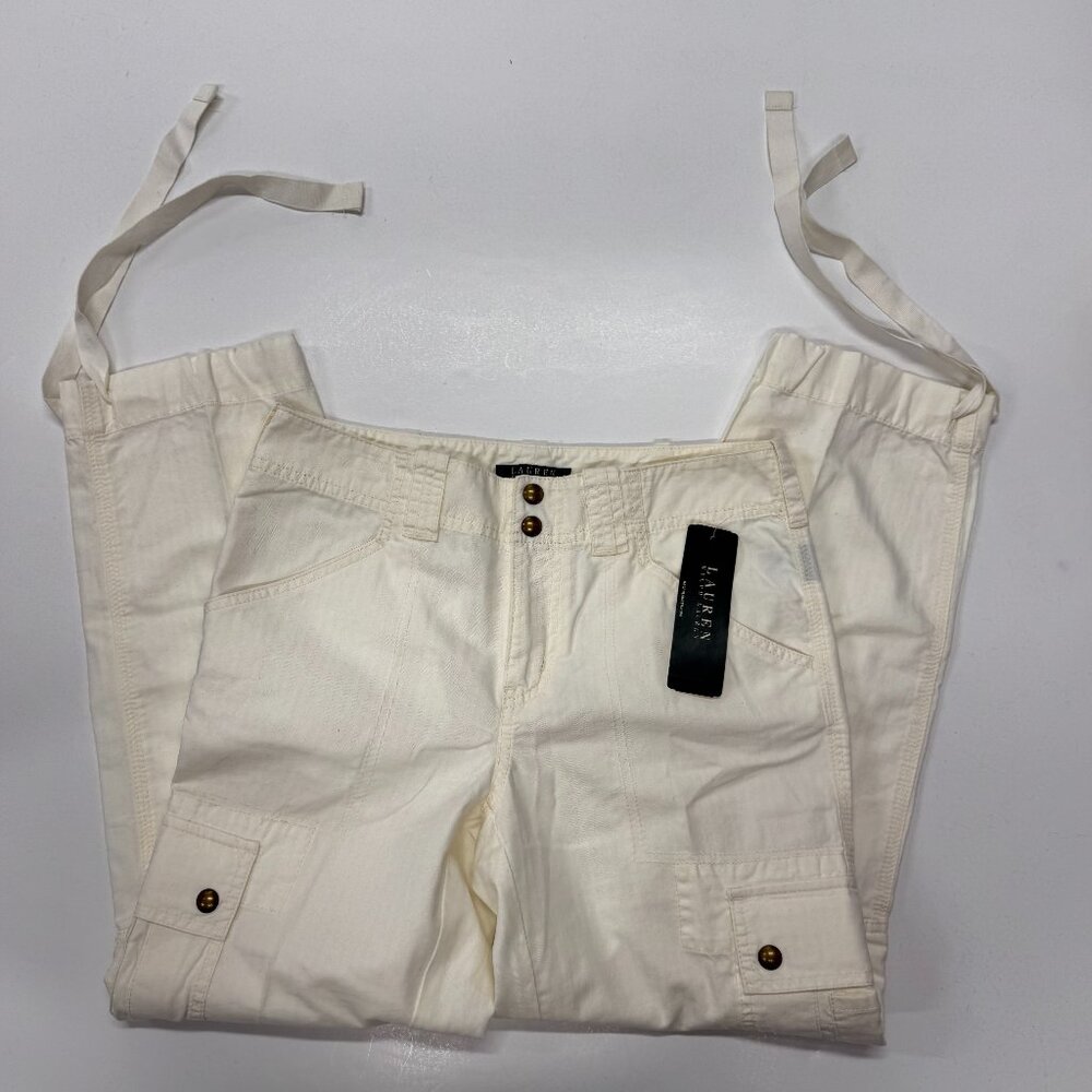 Lauren Ralph Lauren Paratrooper White Pants Womens Sz 2 Utility Tactical Cargo‎